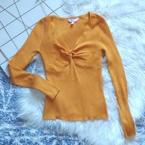 No Boundaries Orange Twist Front Ribbed Shirt